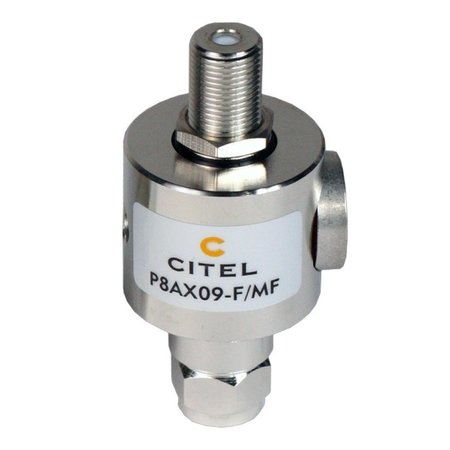 CITEL Outdoor RF Protector, Dc-3.5 Ghz, Dc Pass, 25W, Imax 20Ka, Male-Female F Connector P8AX09-F/MF